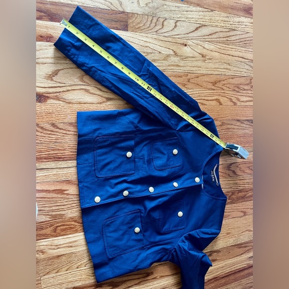 J CREW Louisa Lady Navy cotton jacket with gold snap buttons. Size 16 - Picture 9 of 12